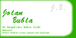jolan bubla business card